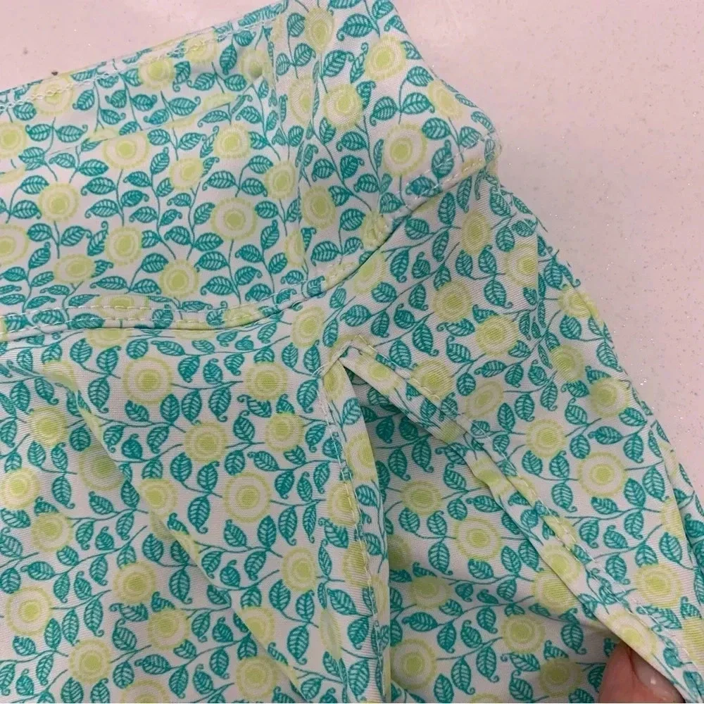 Jerdog Skort Skirt Large Pull‎ On Athletic Pockets Nylon Green Print Golf Tennis